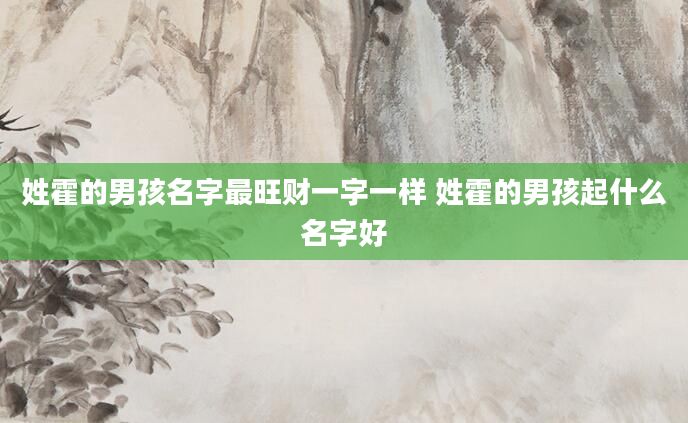 姓霍的男孩名字最旺财一字一样 姓霍的男孩起什么名字好