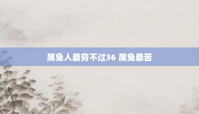 属兔人最穷不过36 属兔最苦