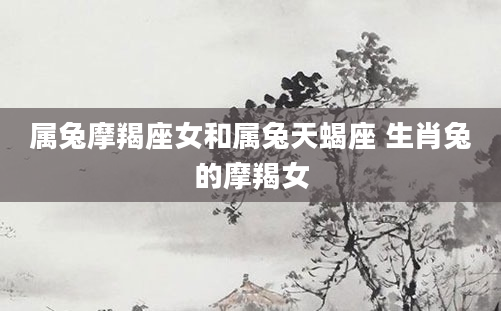 属兔摩羯座女和属兔天蝎座 生肖兔的摩羯女