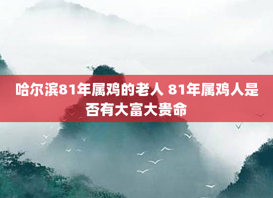 哈尔滨81年属鸡的老人 81年属鸡人是否有大富大贵命