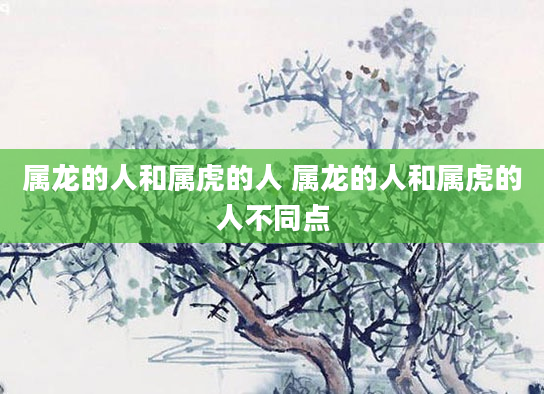属龙的人和属虎的人 属龙的人和属虎的人不同点