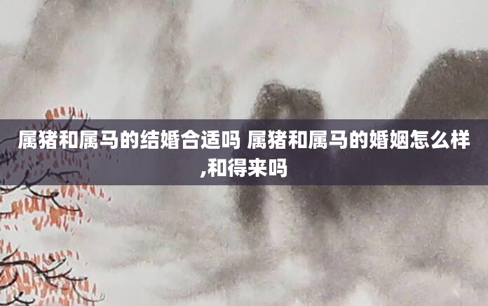属猪和属马的结婚合适吗 属猪和属马的婚姻怎么样,和得来吗