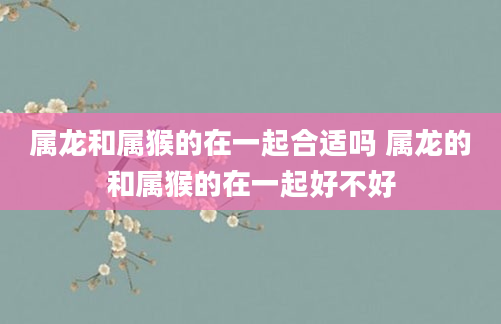 属龙和属猴的在一起合适吗 属龙的和属猴的在一起好不好