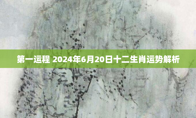 第一运程 2024年6月20日十二生肖运势解析