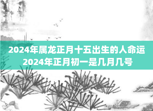 2024年属龙正月十五出生的人命运 2024年正月初一是几月几号