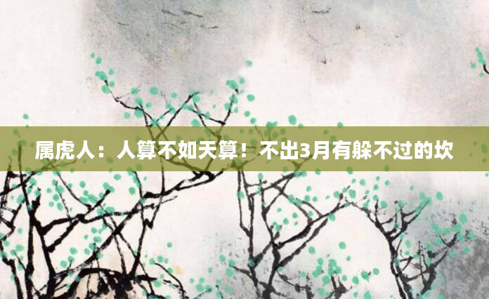 属虎人：人算不如天算！不出3月有躲不过的坎