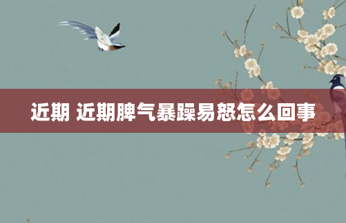 近期 近期脾气暴躁易怒怎么回事