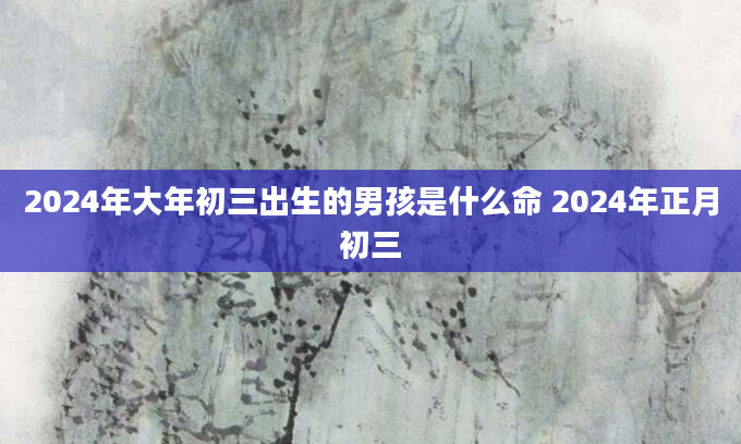2024年大年初三出生的男孩是什么命 2024年正月初三