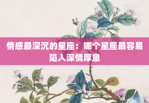 情感最深沉的星座：哪个星座最容易陷入深情厚意
