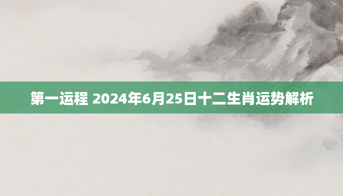第一运程 2024年6月25日十二生肖运势解析