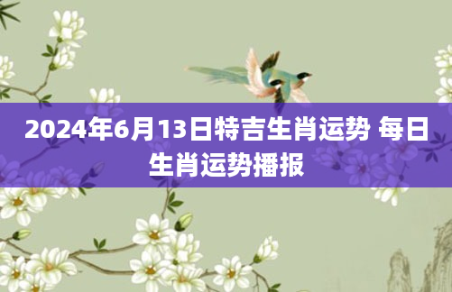 2024年6月13日特吉生肖运势 每日生肖运势播报