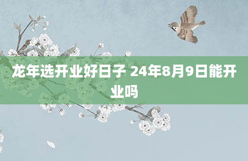 龙年选开业好日子 24年8月9日能开业吗