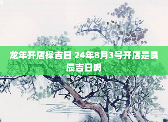 龙年开店择吉日 24年8月3号开店是良辰吉日吗
