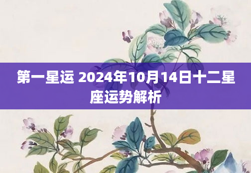 第一星运 2024年10月14日十二星座运势解析