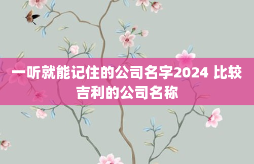 一听就能记住的公司名字2024 比较吉利的公司名称