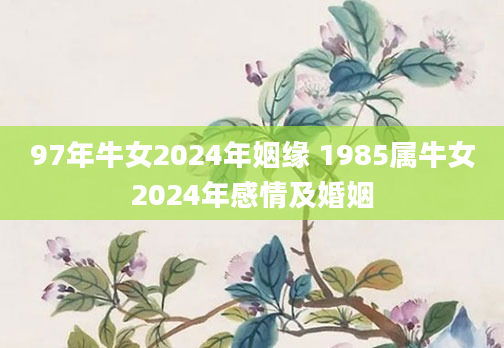 97年牛女2024年姻缘 1985属牛女2024年感情及婚姻
