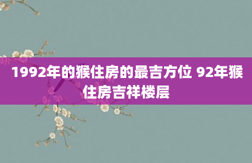 1992年的猴住房的最吉方位 92年猴住房吉祥楼层