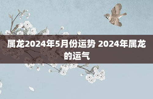属龙2024年5月份运势 2024年属龙的运气