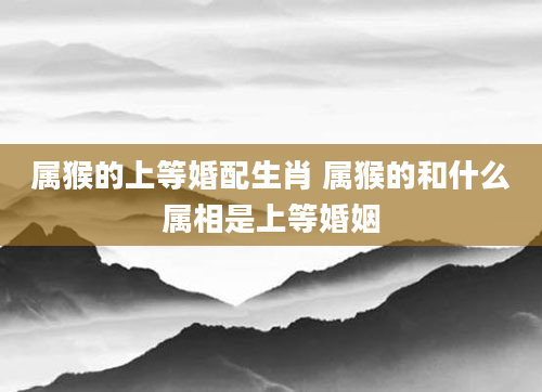 属猴的上等婚配生肖 属猴的和什么属相是上等婚姻