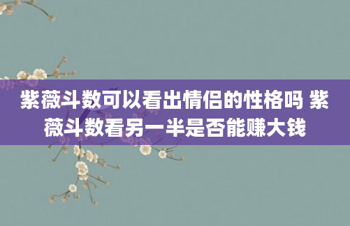 紫薇斗数可以看出情侣的性格吗 紫薇斗数看另一半是否能赚大钱