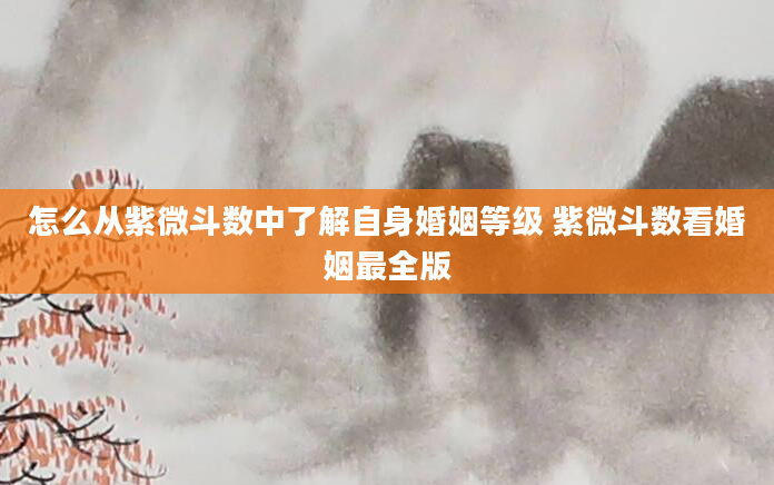 怎么从紫微斗数中了解自身婚姻等级 紫微斗数看婚姻最全版