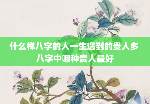 什么样八字的人一生遇到的贵人多 八字中哪种贵人最好
