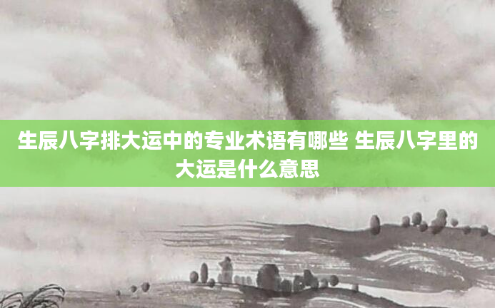 生辰八字排大运中的专业术语有哪些 生辰八字里的大运是什么意思