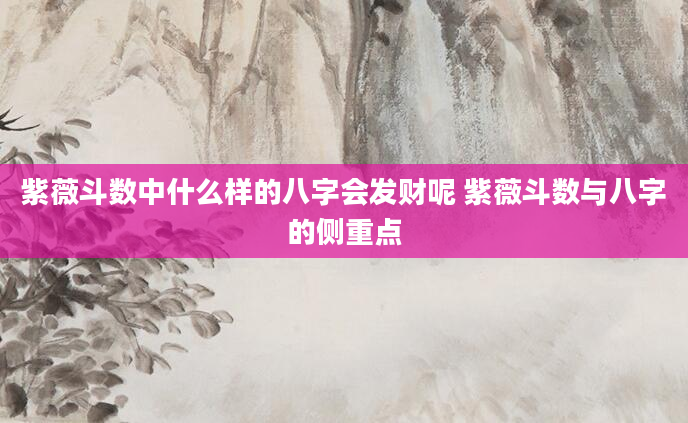 紫薇斗数中什么样的八字会发财呢 紫薇斗数与八字的侧重点