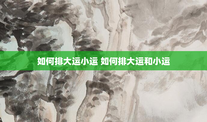 如何排大运小运 如何排大运和小运