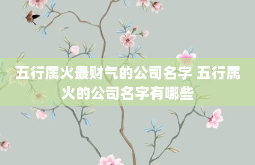 五行属火最财气的公司名字 五行属火的公司名字有哪些