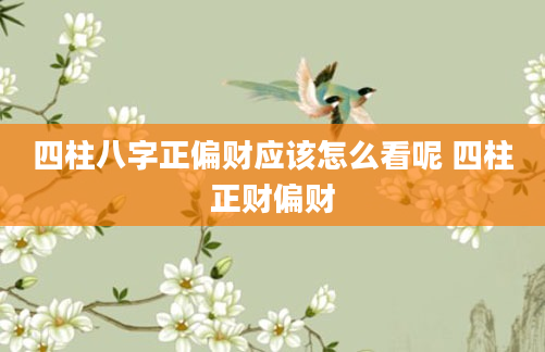 四柱八字正偏财应该怎么看呢 四柱正财偏财