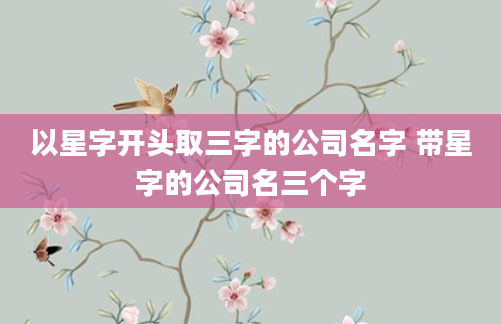 以星字开头取三字的公司名字 带星字的公司名三个字