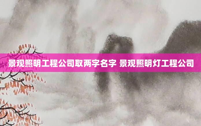 景观照明工程公司取两字名字 景观照明灯工程公司