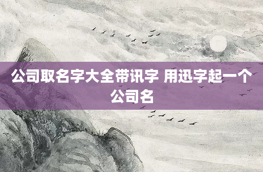 公司取名字大全带讯字 用迅字起一个公司名