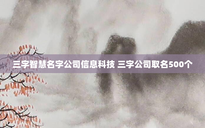 三字智慧名字公司信息科技 三字公司取名500个