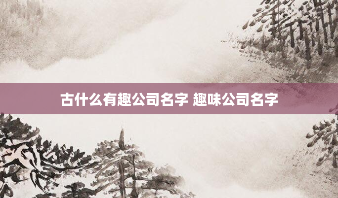 古什么有趣公司名字 趣味公司名字