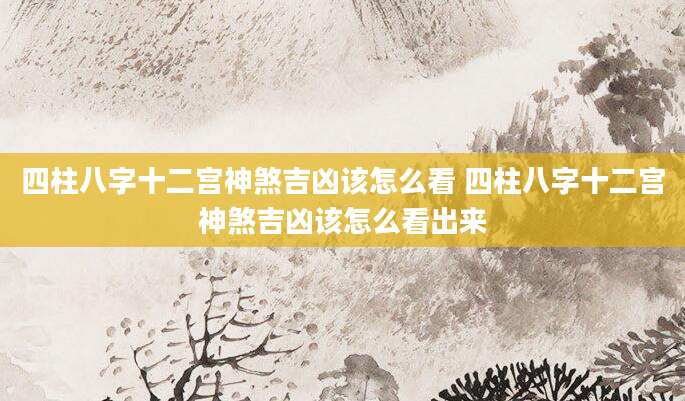 四柱八字十二宫神煞吉凶该怎么看 四柱八字十二宫神煞吉凶该怎么看出来