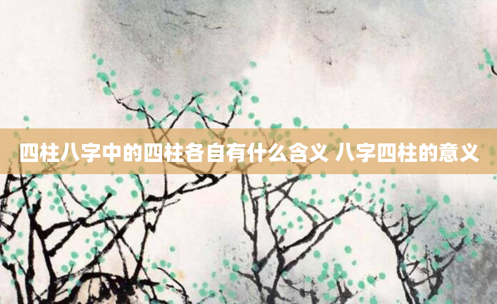 四柱八字中的四柱各自有什么含义 八字四柱的意义
