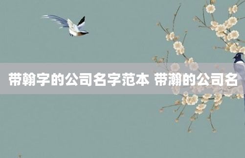 带翰字的公司名字范本 带瀚的公司名