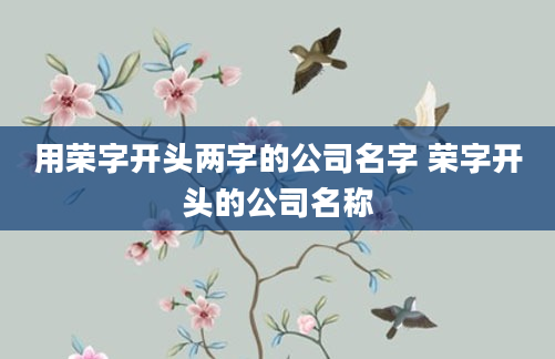 用荣字开头两字的公司名字 荣字开头的公司名称