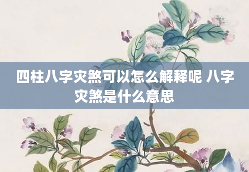 四柱八字灾煞可以怎么解释呢 八字灾煞是什么意思