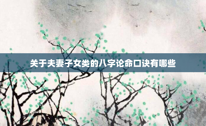 关于夫妻子女类的八字论命口诀有哪些