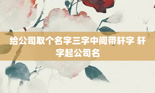 给公司取个名字三字中间带轩字 轩字起公司名