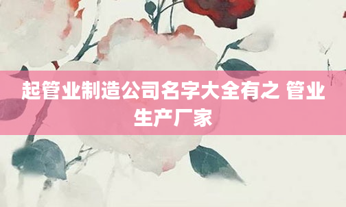 起管业制造公司名字大全有之 管业生产厂家