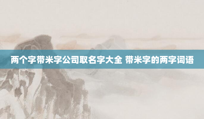 两个字带米字公司取名字大全 带米字的两字词语