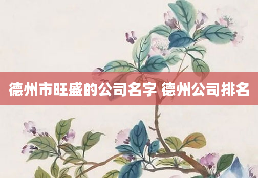德州市旺盛的公司名字 德州公司排名
