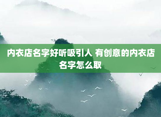 内衣店名字好听吸引人 有创意的内衣店名字怎么取