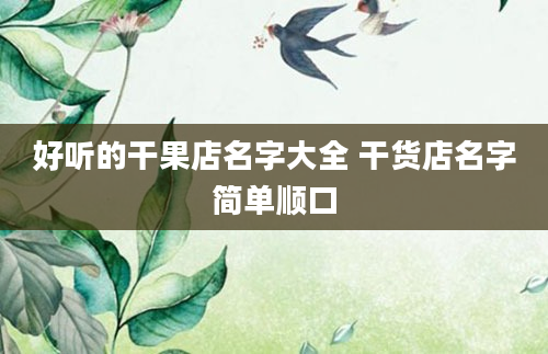 好听的干果店名字大全 干货店名字简单顺口