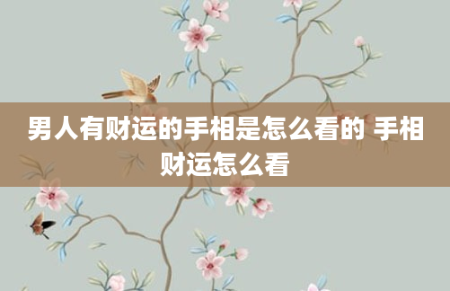 男人有财运的手相是怎么看的 手相财运怎么看