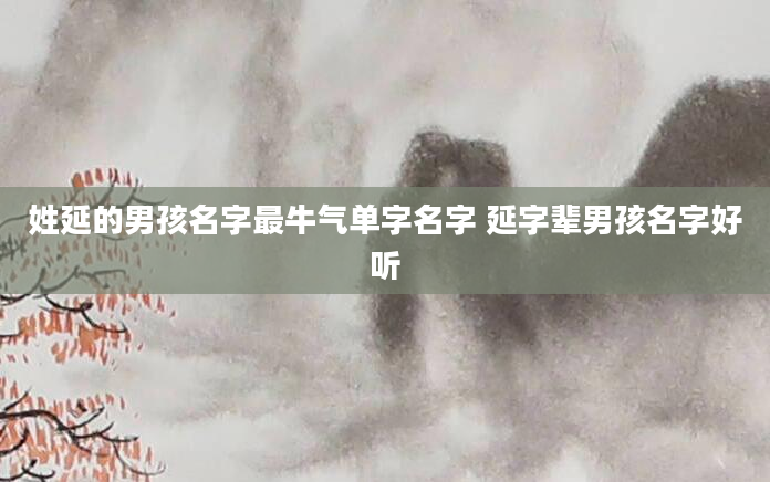 姓延的男孩名字最牛气单字名字 延字辈男孩名字好听